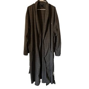 Polo Ralph Lauren Mens Grey Windowpane Plaid Cotton Robe L XL Shawl Collar